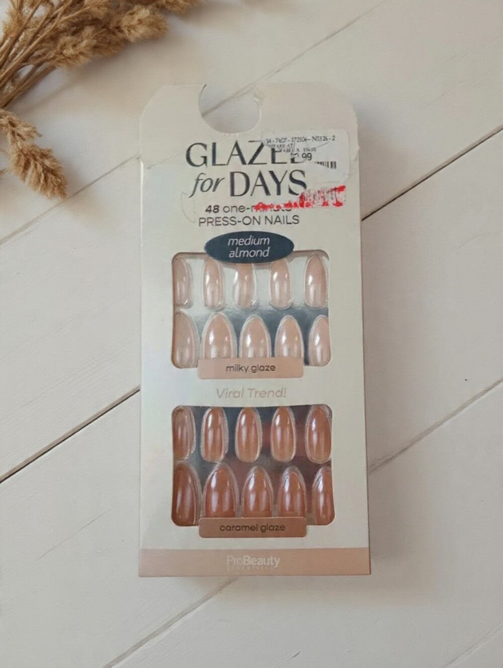 ProBeauty Glazed for Days 48 Press-On Nails Medium Almond Milky Caramel Glaze
